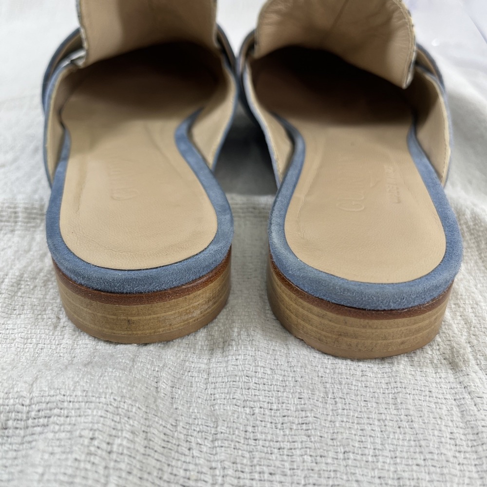 Vero Cuoio Women's 6.5 (37) Blue Snakeskin Leather Mules Italian Slip On Slides - Picture 7 of 10
